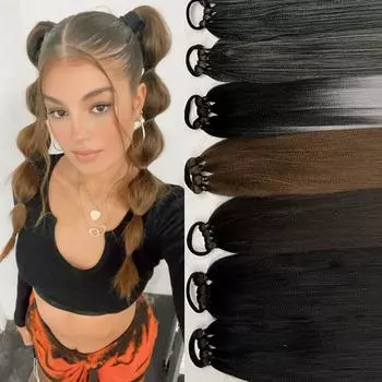 Женские длинные плетеные волосы MERISIHAIR Yaki, синтетическое волокно, повседневная одежда, женский длинный хвост с эффектом омбре, шиньон 65 CM