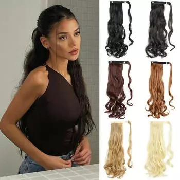 Женские длинные прямые волосы MERISIHAIR с хвостиком из синтетического волокна, длинные прямые волнистые волосы, повседневная одежда 55 cm