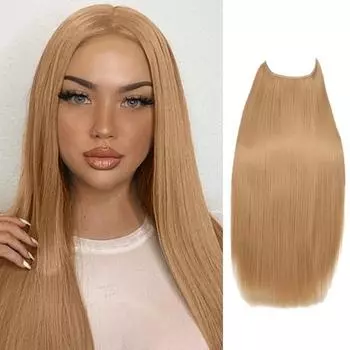 Женские длинные прямые волосы, регулируемый невидимый прозрачный провод, пушистый натуральный длинный вьющийся синтетический парик A