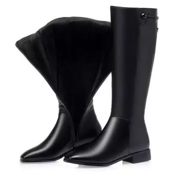 Женские длинные сапоги из натуральной кожи, короткие бархатные женские римские сапоги, женские сапоги для верховой езды большого размера на низком каблуке 34