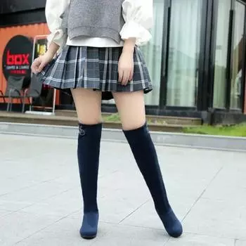 Женские длинные сапоги на танкетке с элегантным круглым носком, новинка, женские туфли до колена, распродажа 2024 года, водонепроницаемые, косплей, ПУ, шик 35