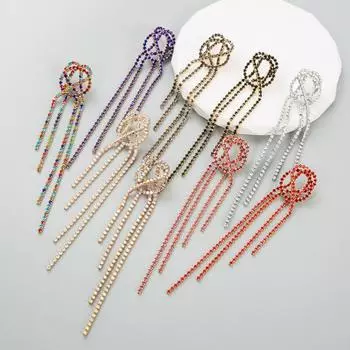 Женские длинные серьги-капли из титанового стального сплава, серьги-подвески, акриловые красочные хрустальные тонкие кисточки, геометрические украшения для ушей OneSize синий