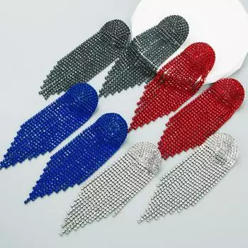 Женские длинные серьги-капли из титанового стального сплава, серьги-подвески из акрилового красочного кристалла, цепочка в виде когтей, геометрические украшения для ушей OneSize красный