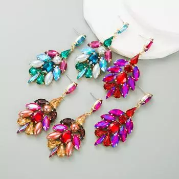 Женские длинные серьги-капли из титанового стального сплава, серьги-подвески, акриловые красочные хрустальные серьги в форме цветка, геометрические украшения для ушей OneSize красный
