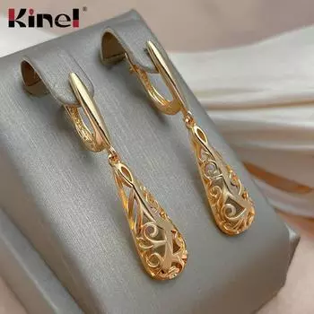 Женские длинные серьги-капли Kinel из розового золота 585 пробы розового золота