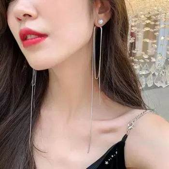 Женские длинные серьги-капли с искусственным жемчугом и кисточками со стразами, массивные ювелирные изделия 2#