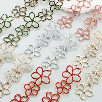 Женские длинные серьги-подвески из титанового стального сплава, акриловые красочные хрустальные цветы, геометрические украшения для ушей OneSize чёрный