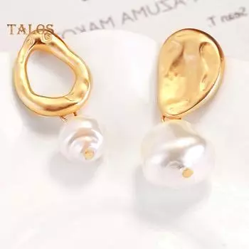 Женские длинные серьги с искусственным жемчугом, геометрические висячие серьги, подарок для ювелирных изделий 4#