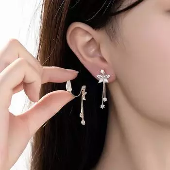 Женские длинные серьги с кисточками без пирсинга, серьги-клипсы