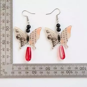 Женские длинные серьги с кисточками и цветком из бисера