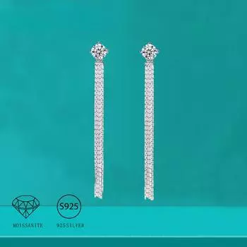 Женские длинные серьги с кисточками из стерлингового серебра 1 карат с муассанитом S925, легкие роскошные серьги высокого класса