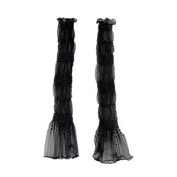 Женские длинные ультратонкие сетчатые рукава для защиты от солнца и ультрафиолета, охлаждающие перчатки без пальцев, кружевные тюлевые солнцезащитные рукава для езды на велосипеде, вождения, пешего туризма чёрный