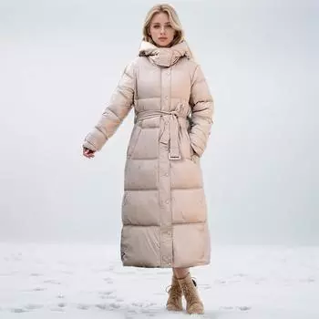 Женские длинные ватные куртки выше колена, вариант тонких ватных курток Женские утолщенные ватные куртки Зимние M чёрный