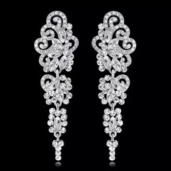 Женские длинные висячие серьги-люстры, обручальные свадебные украшения со стразами, подарок