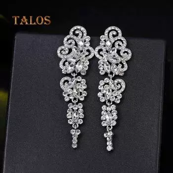 Женские длинные висячие серьги-люстры, обручальные свадебные хрустальные ювелирные изделия в подарок