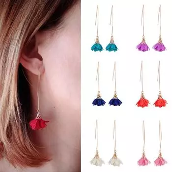 Женские длинные висячие серьги с цветком, свадебная вечеринка, банкет, винтажные украшения для пирсинга коричневый/жёлтый