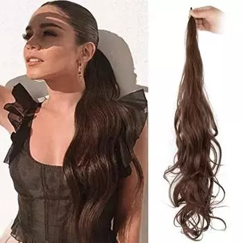 Женские длинные волнистые вьющиеся парики с хвостиком, естественный вид, высокотемпературные шелковые парики для наращивания волос, долговечная одежда, модный пушистый цветной парик, кусок A