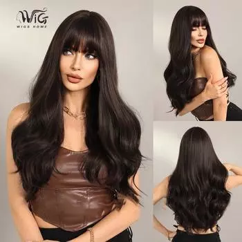Женские длинные волосы 65 см, вьющиеся волосы, волнистые волосы, имитация волос, натуральная красота, декоративный головной убор, парик 65cm 25.59INCH чёрный