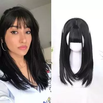 Женские длинные волосы Bybrana с большой волнистой челкой, повседневная одежда, парики из синтетических волос, высокая термостойкость 50cm