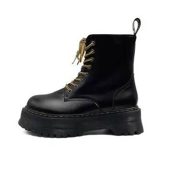 Женские домашние ботинки мотоциклетные повседневные туфли женские кожаные минималистичные классические панк женские туфли Мэри Джейн готические ботинки на платформе женские 34 чёрный