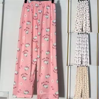 Женские домашние брюки Повседневные брюки Пижамные брюки с принтом без карманов