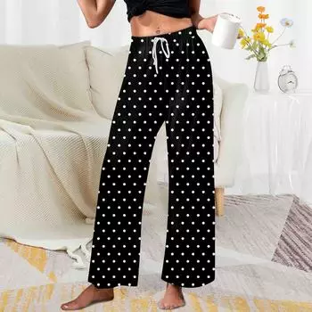 Женские домашние брюки с принтом Allover, пижамные брюки для сна, длинные брюки, пижамные брюки, брюки для йоги L чёрный