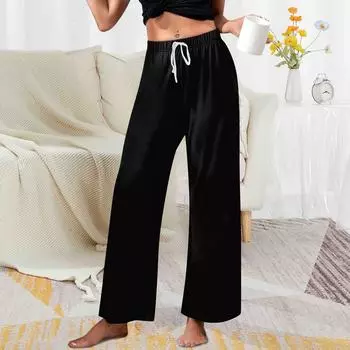 Женские домашние брюки с принтом Allover, пижамные брюки для сна, длинные брюки, пижамные брюки, брюки для йоги L чёрный