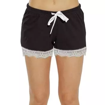 Женские домашние брюки с принтом Allover, пижамные брюки из кружева для сна, короткие брюки, пижамные брюки L чёрный