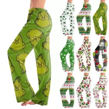 Женские домашние брюки с принтом Allover, пижамные брюки для сна, длинные брюки, пижамные брюки, брюки для йоги L армия зеленый