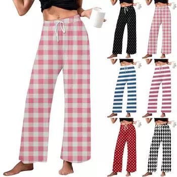 Женские домашние брюки с принтом Allover, пижамные брюки для сна, длинные брюки, пижамные брюки, брюки для йоги L чёрный