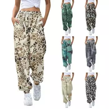 Женские домашние брюки с принтом Allover, пижамные брюки для сна, длинные брюки, пижамные брюки, брюки для йоги L