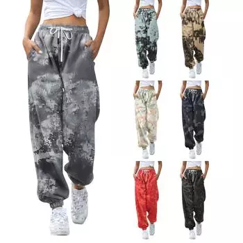 Женские домашние брюки с принтом Allover, пижамные брюки для сна, длинные брюки, пижамные брюки, брюки для йоги XXL бежевый