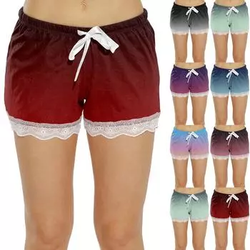 Женские домашние брюки с принтом Allover, пижамные брюки из кружева для сна, короткие брюки, пижамные брюки M красный