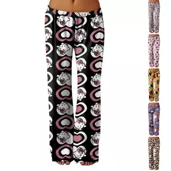Женские домашние брюки с принтом всего тела, пижамы, летние весенние длинные брюки, одежда для сна, брюки для йоги XXL оранжевый