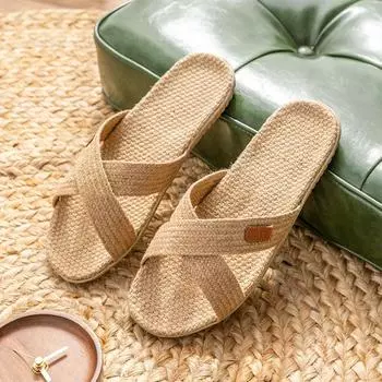 Женские домашние льняные туфли Four Seasons, крутые сандалии для пар, домашние туфли Four Seasons из хлопка и серебра 35-36