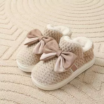 Женские домашние плюшевые нескользящие теплые хлопковые туфли 41 бежевый