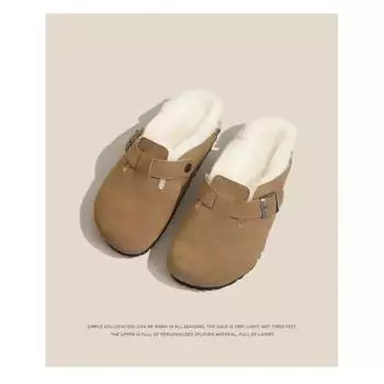 Женские домашние повседневные тапочки зимние женские уличные флисовые теплые тапочки низкие женские мюли модные тапочки для женщин удобные 35 коричневый