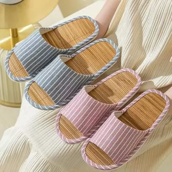 Женские домашние тапочки, домашняя обувь, мягкие льняные тапочки для дома, легкие унисекс-туфли для спальни, льняные шлепанцы, весна-осень 36-37 розовый