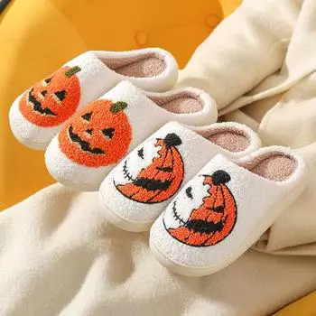 Женские домашние тапочки из бархата и толстого хлопка — мягкая подошва, вышитый дизайн, унисекс, домашняя обувь осень/зима 38-39