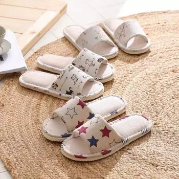 Женские домашние тапочки, мягкие льняные тапочки для пар, весенне-осенние легкие унисекс туфли для спальни L