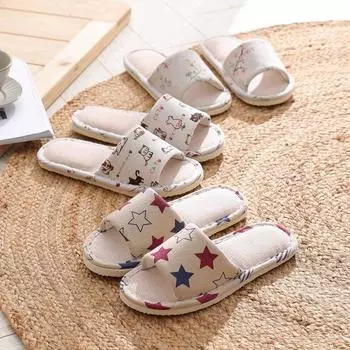 Женские домашние тапочки, мягкие льняные тапочки для пар, весенне-осенние легкие унисекс туфли для спальни, хит продаж L