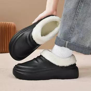 Женские домашние тапочки, мягкие зимние тапочки для отдыха, мужские водонепроницаемые тапочки для сада, меховые плюшевые тапочки для спальни, пушистая обувь для дома и улицы 36-37 бежевый
