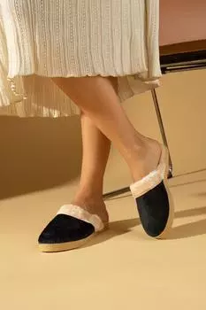 Женские домашние тапочки на мягкой соломенной подошве с меховой подошвой P01-010-23