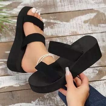 Женские домашние тапочки, новая модная летняя обувь, босоножки на платформе, босоножки на танкетке, уличные пляжные тапочки, шлепанцы, женские тапочки Zapatos De Mujer 36
