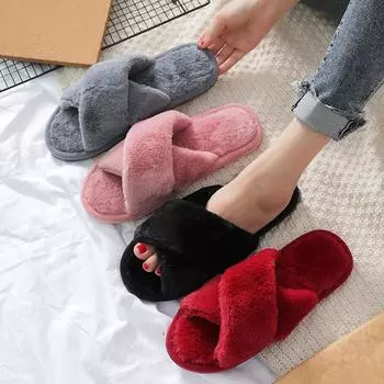 Женские домашние тапочки, плюшевые тапочки с утечкой