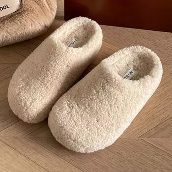 Женские домашние тапочки, повседневные плюшевые тапочки для женщин, зимняя верхняя одежда, плоская подошва, полутапочки Baotou, женские, Muiltjes 35 абрикосовый