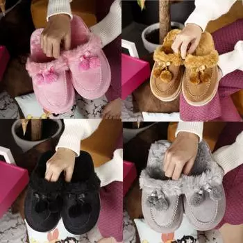 Женские домашние тапочки RoyJones Pophidic Pompom Silent Sole 7009