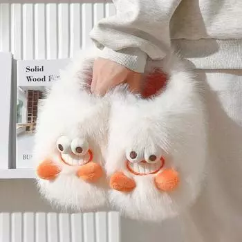 Женские домашние тапочки с рисунком из мультфильма, пушистые, мягкие, зимние, домашние, парные, хлопковые, женские, нескользящие, плоские, теплые, плюшевые, тапочки 36-37