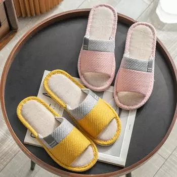 Женские домашние тапочки, вельветовые туфли на плоской подошве, удобные нескользящие домашние тапочки из льна, унисекс, женские, мужские, домашние хлопковые тапочки 2024 36-37