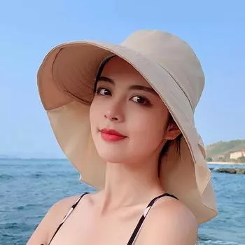 Женские дорожные панамы с широкими полями, шляпы с УФ-защитой шеи, складные панамские кепки с хвостиком, летние розовый